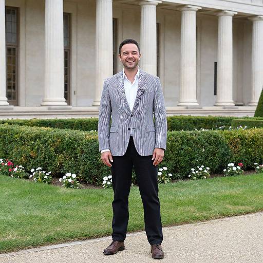 Stylish Man in Front of Classical Building
