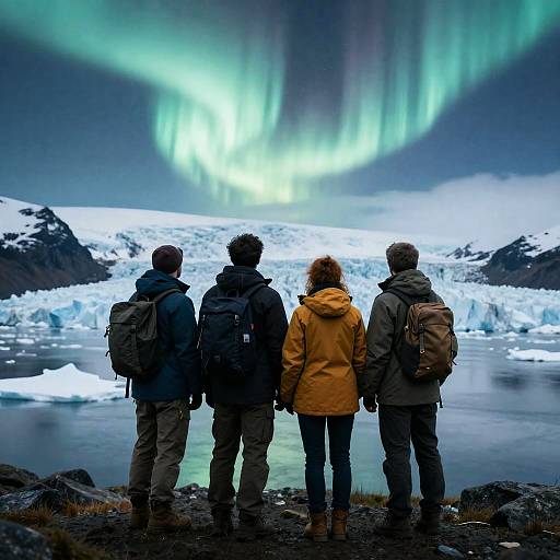 Explorers United Under Northern Lights