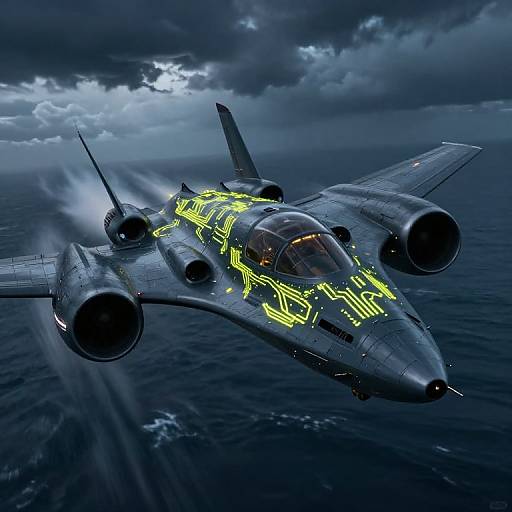 Futuristic Stealth Spy Plane at Night