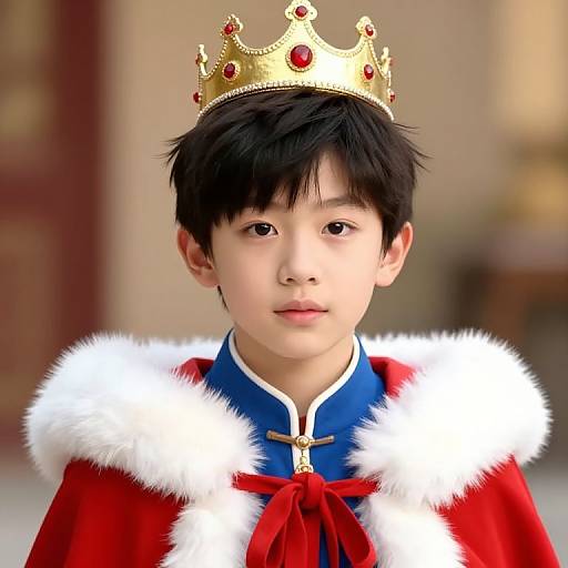 Boy Wearing Crown and Royal Outfit