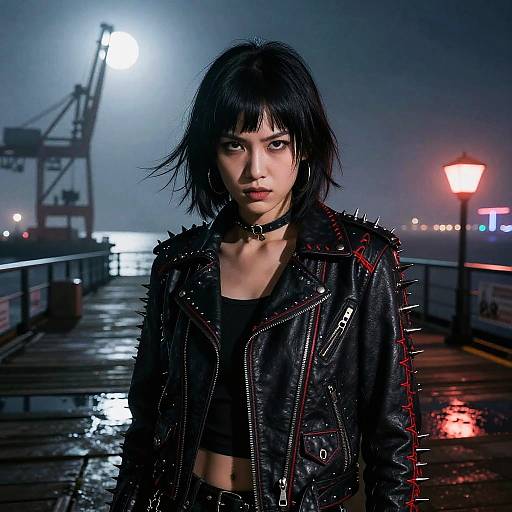 Moonlit Punk Pier: Fierce Gaze
