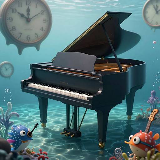 Surreal Piano Over Dreamlike Ocean
