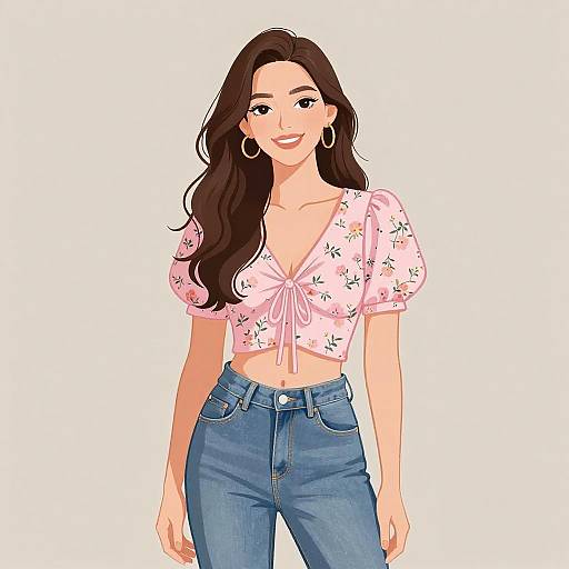 Smiling Woman in Chic Casual Outfit