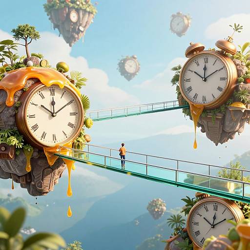Surreal Floating Islands with Glass Bridges