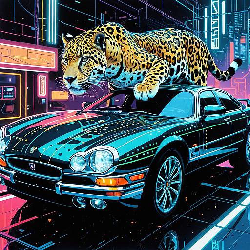 Cyberpunk Jaguar on Neon Sportscar
