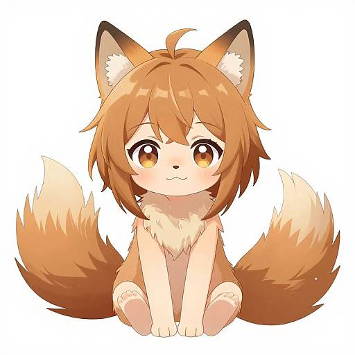 Cute Anime Girl with Wolf Features