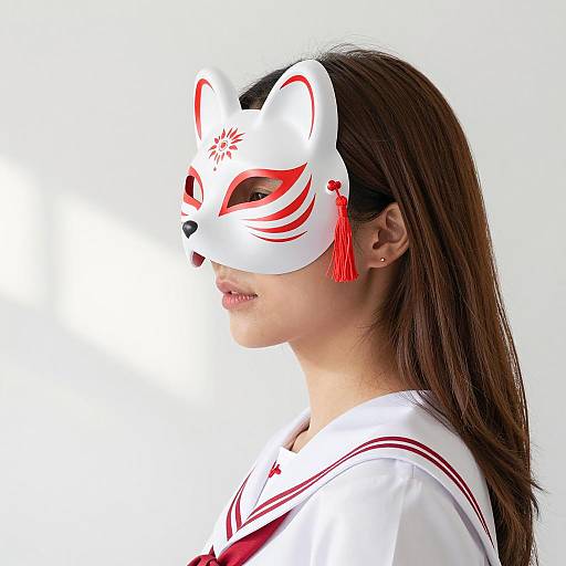 Elegant Young Woman in Fox Mask