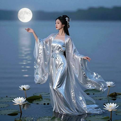 Ethereal Water Goddess by Moonlit Lake