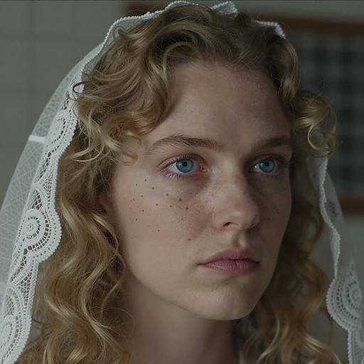 Close-Up Portrait of a Blue-Eyed Woman