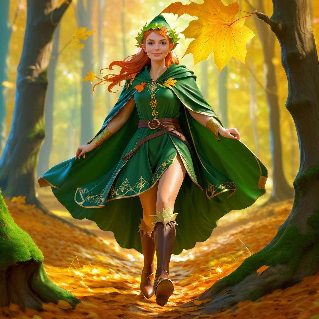 Cheerful Elf Adventure in Autumn Forest