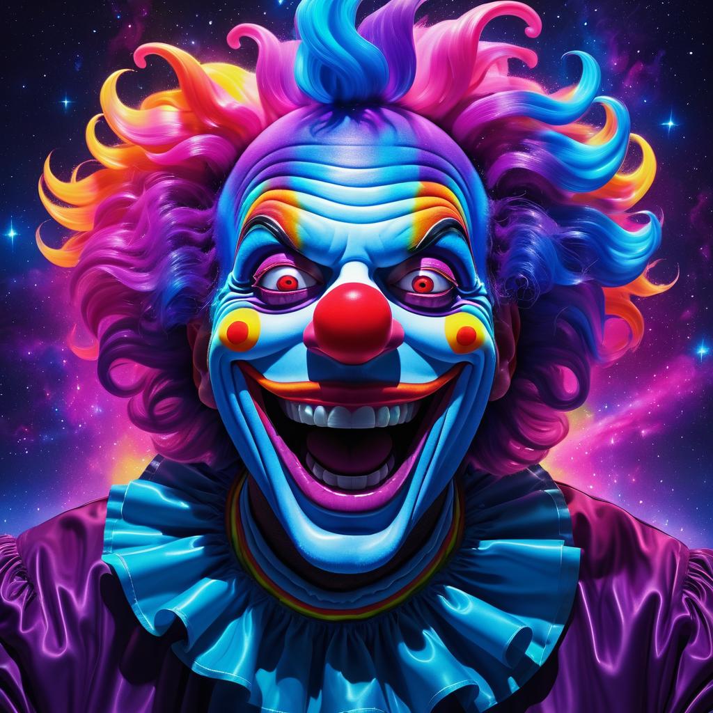 Neon Clown Portrait with Galaxy Face