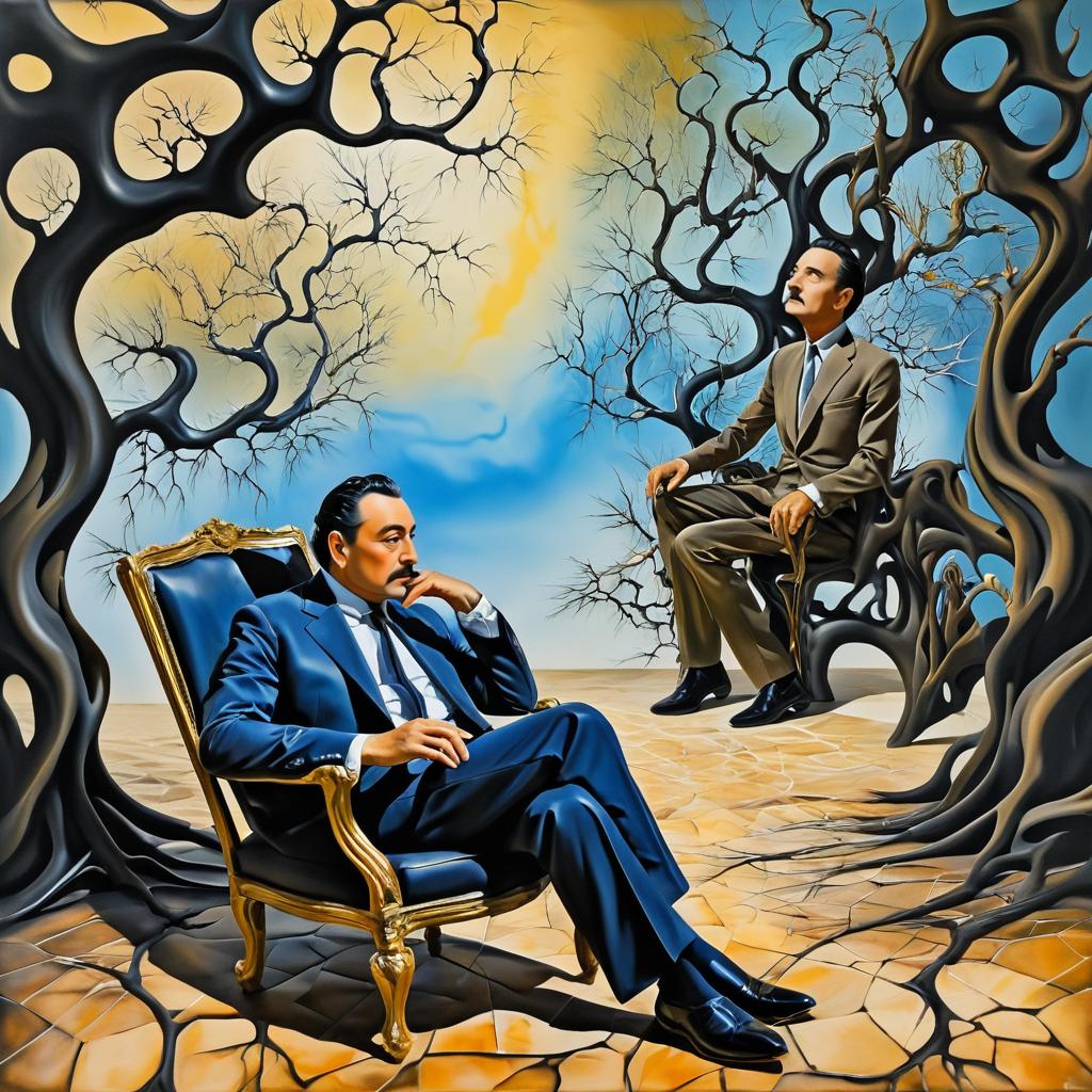 Surrealist Painting of a Man in Shadows