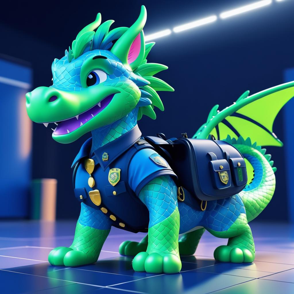 Playful Dragon in Policier Attire Art