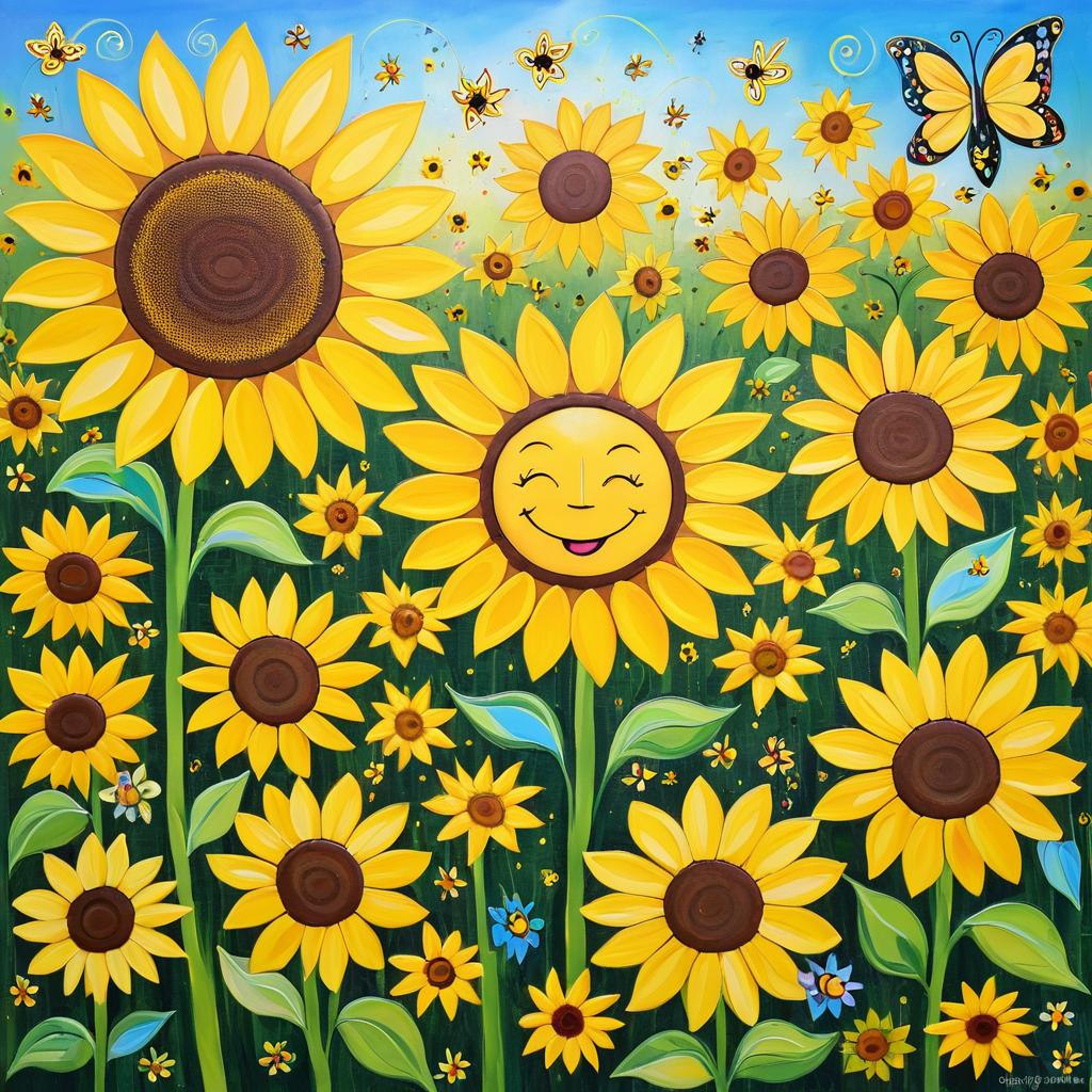 Whimsical Dancing Sunflower in Garden