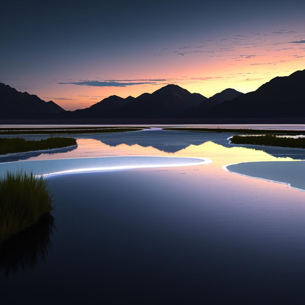 Tranquil Twilight Over Salt Flats