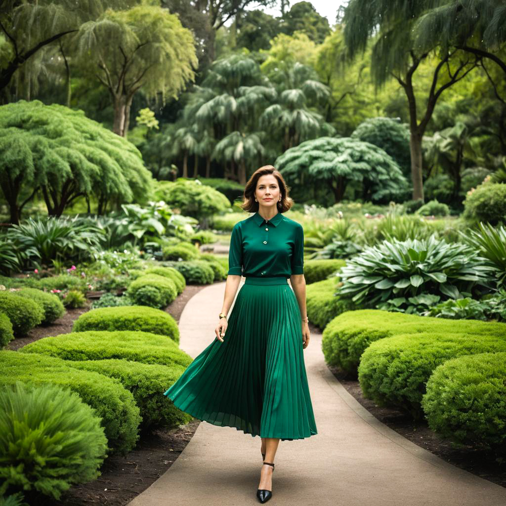 Elegant Woman in Emerald Garden