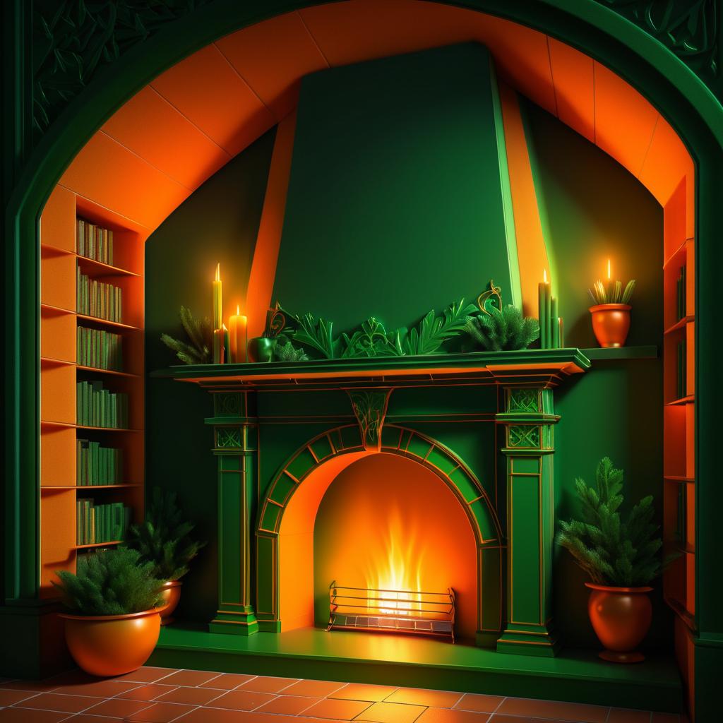 Enchanting Fireplace Alcove Illustration