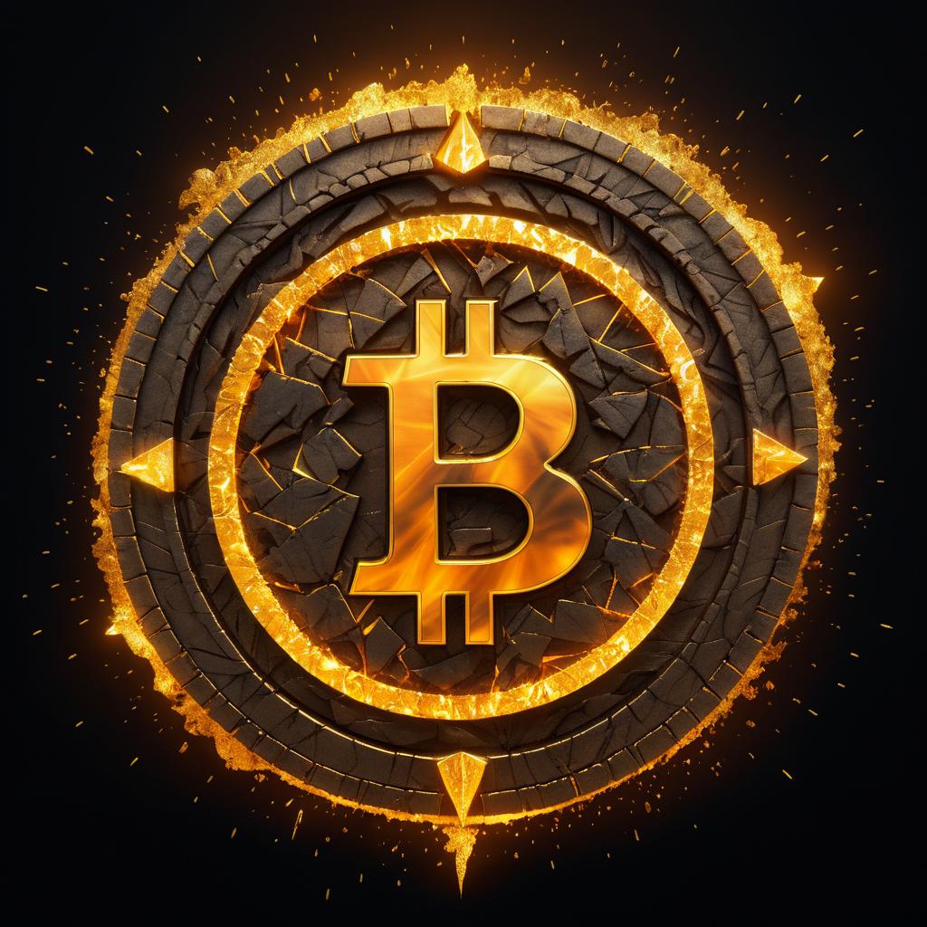 Dramatic Bitcoin Logo in Molten Gold