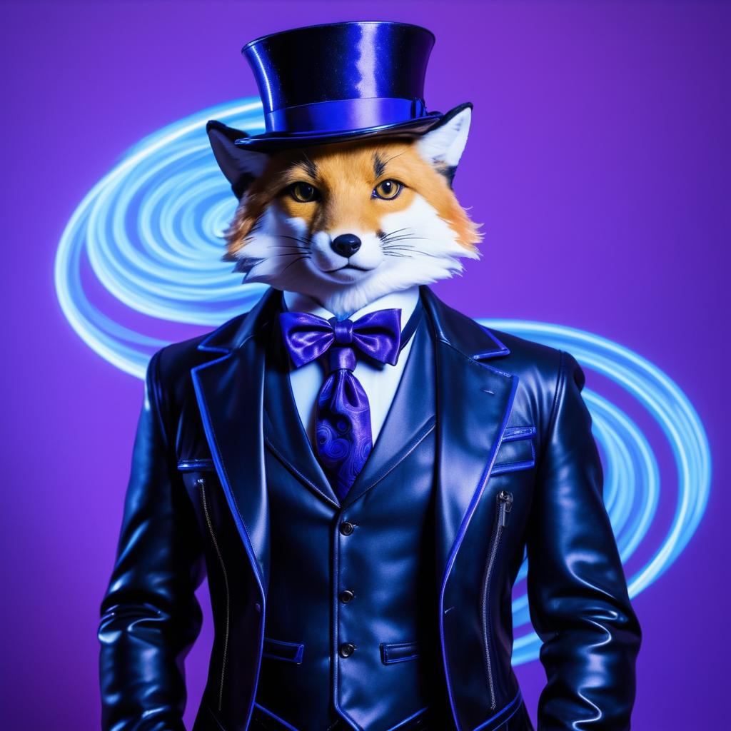 Stylish Fox in Biker Jacket Portrait