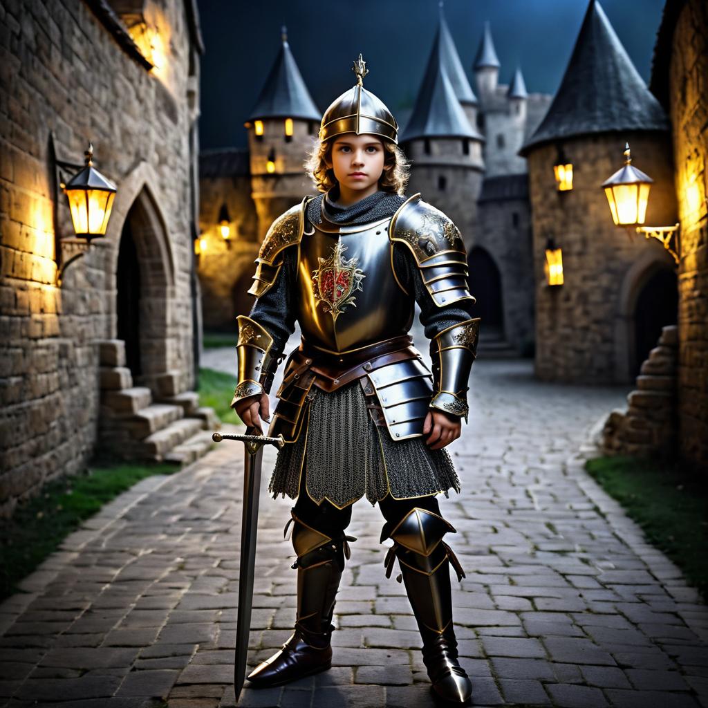 Photorealistic Knight in Medieval Village