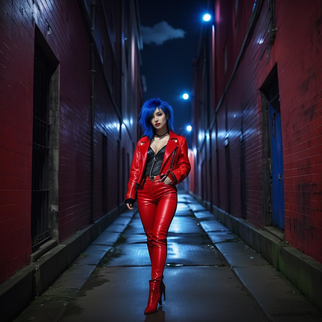 Visual Kei Woman in City Alley