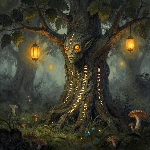 Mystical Tree Spirit in Enchanted Forest