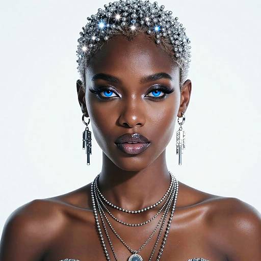 Futuristic Portrait of Dark-Skinned Woman