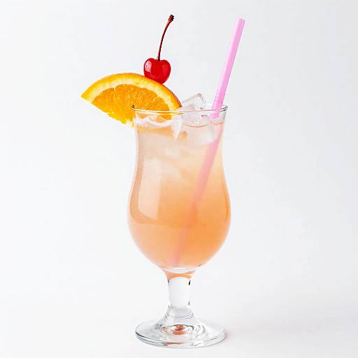 Pink Cocktail with Orange Slice and Cherry