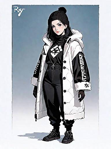 Sporty Winter Woman in Oversized Jacket