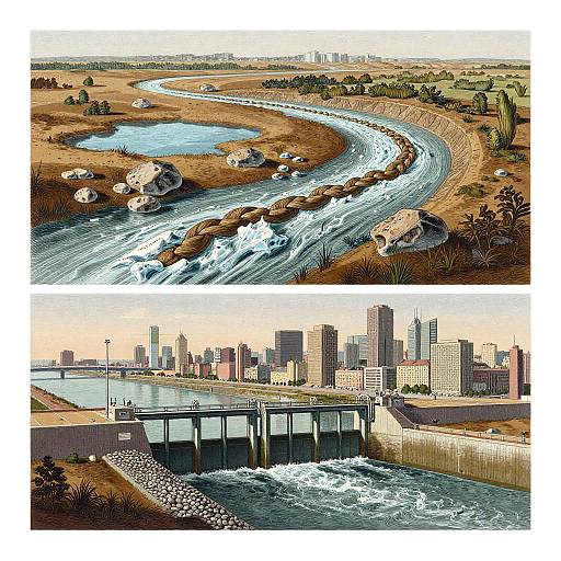 Victorian Botanical River: Upstream and Downstream