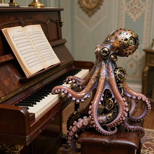 Clockwork Octopus Playing Piano