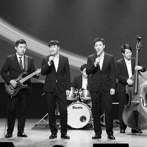 Black-and-White Musicians on Stage