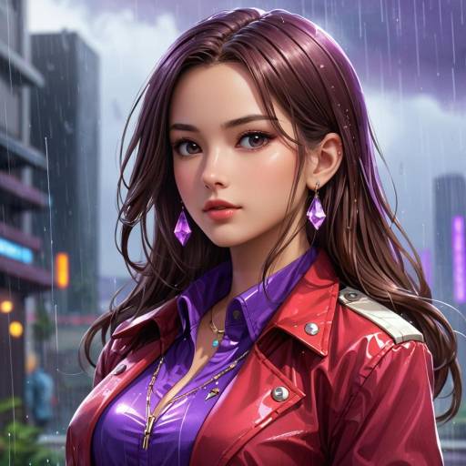 Stylish Woman in Rainy Urban Setting