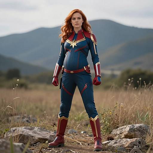 Pregnant Captain Marvel Superhero Costume Design