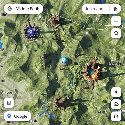 Futuristic 3D Middle Earth Map