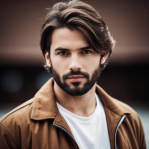 Portrait of Bearded Man in Brown Jacket