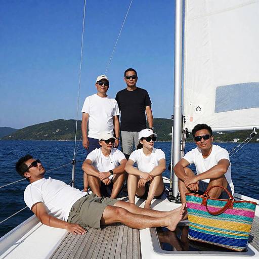 Relaxed Sailboat Scene with Friends