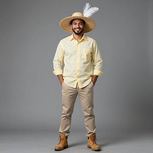 Casual Man in Homemade Costume Portrait