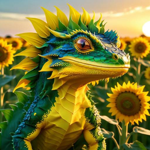 Serious Young Sunflower Dragon Lizard Portrait