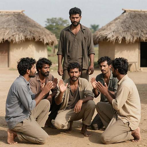 Rural Gathering of Six Men Photograph