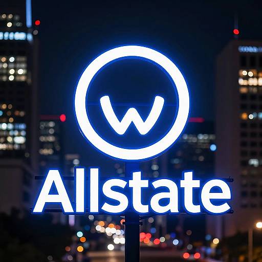 Neon Allstate Logo Urban Night