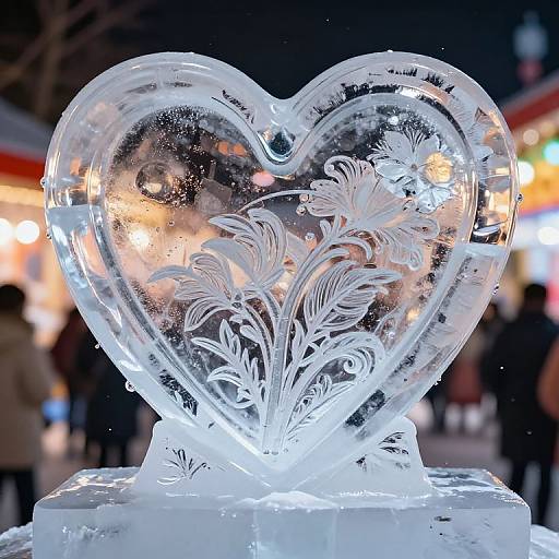 Heart-Shaped Ice Sculpture Melting