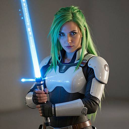 Realistic Otaku Woman Jedi Cyberpunk