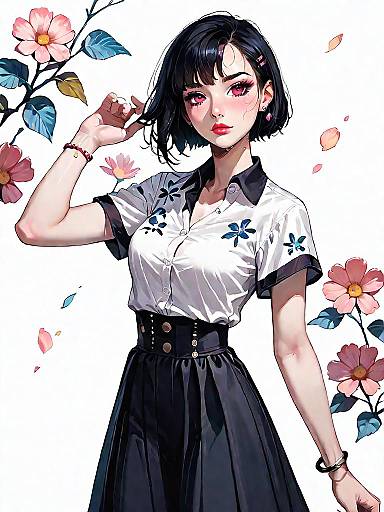 Casual Chic Woman in Floral Blouse