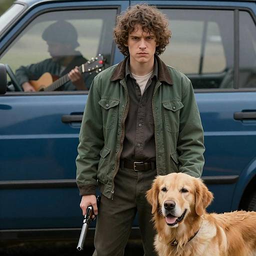 Dynamic Scene: Man, Dog, and Guitarist