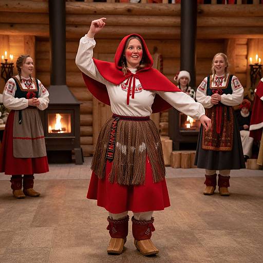 Nordic Woman in Festive Winter Dance