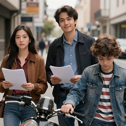 Urban Street Scene with Three People
