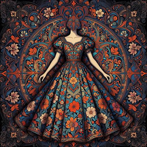 Intricate Floral Dress Abstract Art