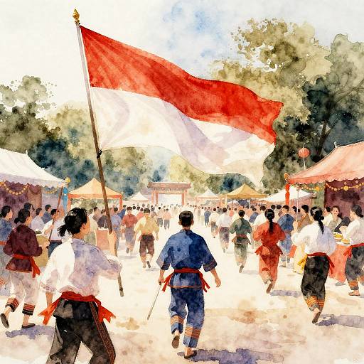 Watercolor Festival with Flowing Bendera