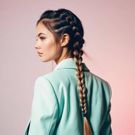 Fashion Model with Half-Up Braids Hairstyle Fashion Model with Half-Up Braids Hairstyle